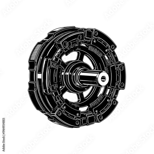 Wind Turbine Slip Ring Electrical Rotating Part Black Vector Silhouette for Renewable Energy