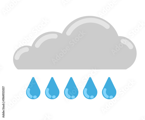 Heavy rain falling from gray cloud icon for monsoon season and weather forecast illustration