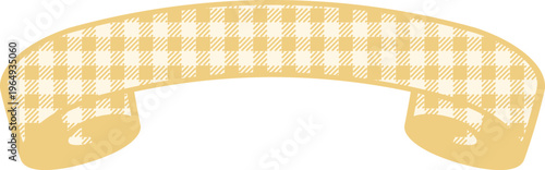 Ribbon Frame -5- Gingham Check - yellow, isolated on white background