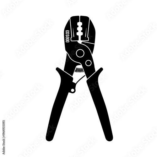 Solar Crimping Tool Specialized Pliers Black Vector Silhouette for Technician Maintenance