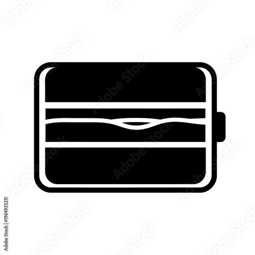 Solid State Battery Layered Rectangular Icon Black Vector Silhouette for Energy Storage