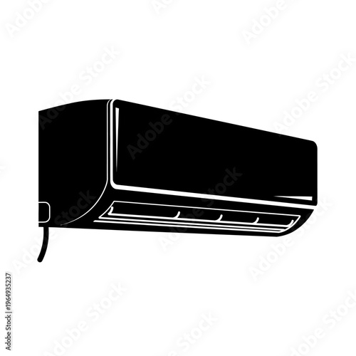 Split System Evaporator Indoor Wall Unit Black Vector Silhouette for Air Conditioning