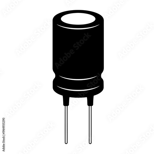 Supercapacitor Electronic Radial Component Black Vector Silhouette for Energy Storage