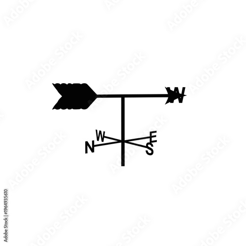 Wind Vane Silhouette: Directional Arrow Sensor for Meteorological Monitoring and Weather Tracking Precision