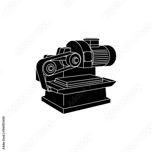 Abrasive Belt Grinder Silhouette: Sample Flattening Tool for Industrial Metalworking and Fabrication Quality