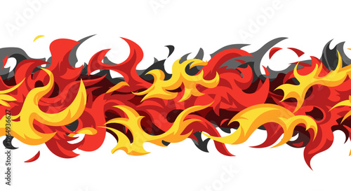 Vibrant abstract fiery flames border graphic with dynamic motion and energy red