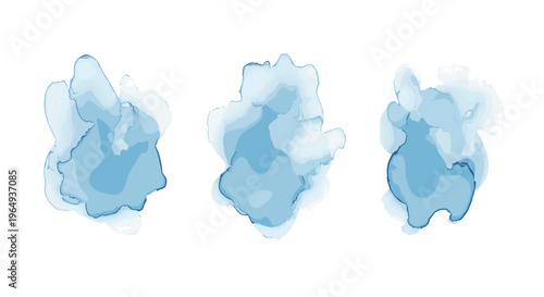 Abstract watercolor splashes in light blue hues organic shapes artistic texture