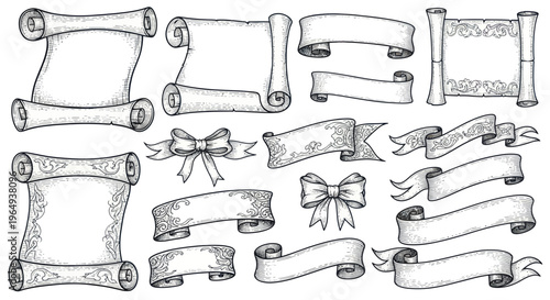 Vintage Scroll and Banner Collection - Hand Drawn Decorative Elements
