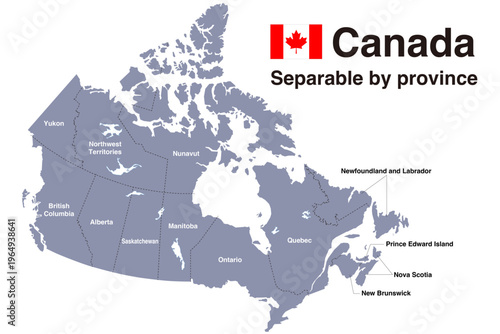 Canada map vector provinces territories editable