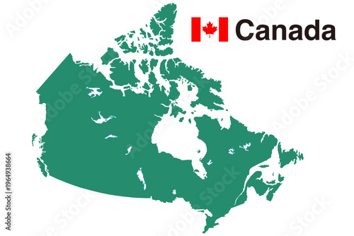 Canada map vector green silhouette provinces