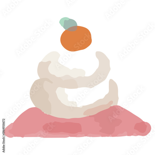 お正月・もちつきのアイコン 水彩のぬくもり：幼稚園HP用ベクターアイコン