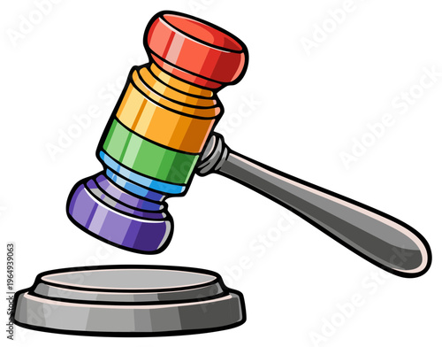 Rainbow Gavel and Sounding Block Symbolizing LGBTQ+ Justice and Equality
