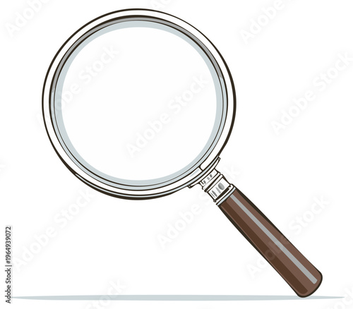 Classic magnifying glass illustration for search investigation and discovery