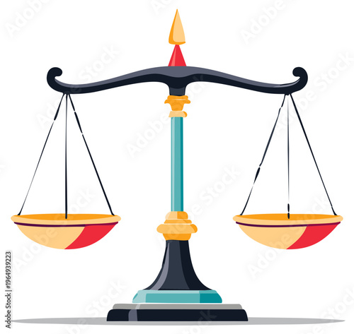 Elegant antique justice scales symbolizing balance, fairness, and legal judgment against a clean background.