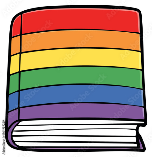 Rainbow Striped Book with Pages Open for Reading Pride Symbol LGBTQ