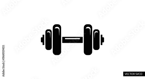 Black Dumbbell Icon Vector - Fitness Equipment Symbol for Gym and Workout