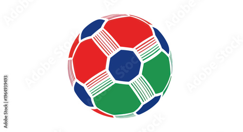 Colorful Soccer Ball Icon - Red, Green, Blue Geometric Pattern