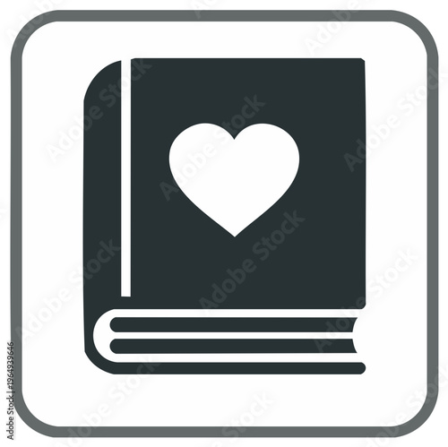 Love story book illustration with heart shape for wedding album design or Valentine's Day concept.