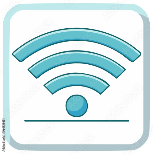 Blue WiFi signal icon representing strong wireless internet connection and digital technology