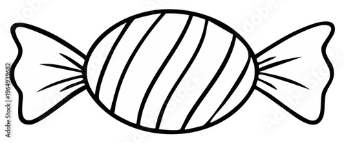 Simple Outline Drawing of a Wrapped Candy with Swirl Pattern