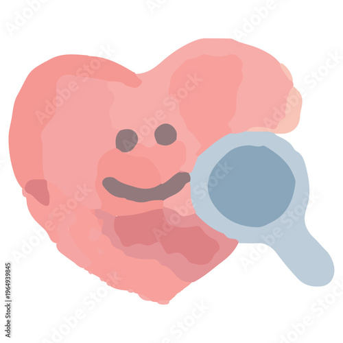 内科検診のアイコン・身体検査 水彩のぬくもり：幼稚園HP用ベクターアイコン