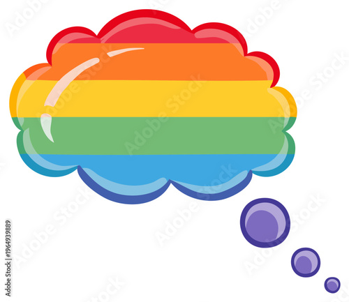Colorful cloud in rainbow colors, thought bubble, pride concept, LGBTQ concept.