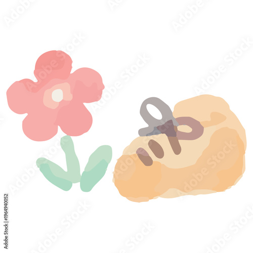 春の遠足のアイコン・お出かけ 水彩のぬくもり：幼稚園HP用ベクターアイコン