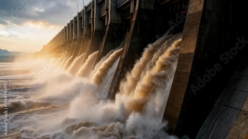 4K大坝水利长江三峡枢纽放水泄洪
