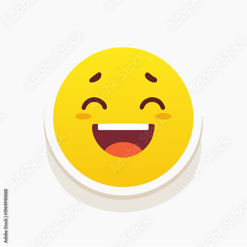 Smiling Emoji Icon with Open Mouth and Closed Eyes, Conveying Happiness and Joy