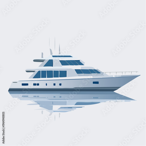 Luxury Yacht Sailing on Calm Waters - Side View of a Modern Vessel