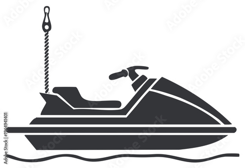 Jet Ski Watercraft Icon Illustration for Recreation and Boating Activities