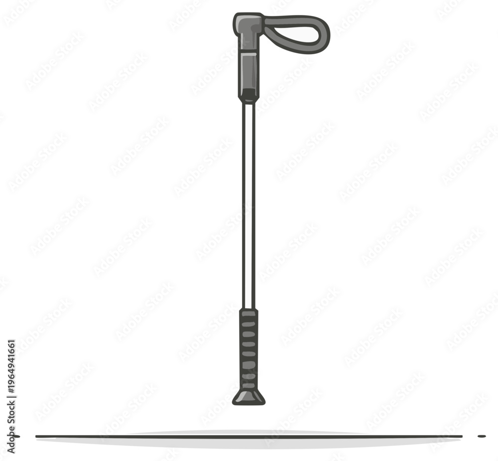 Obraz premium Minimalist Illustration of a Hiking Trekking Pole with Adjustable Grip and Rubber Tip