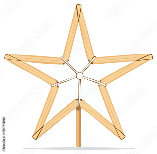 Wooden Star Shape with Central Connector for Crafts and Decoration