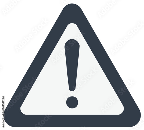 Exclamation mark symbol within a warning sign triangle in a simple vector illustration.