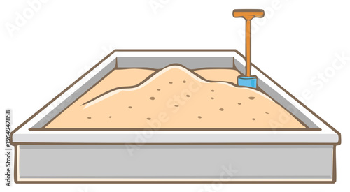 Sandbox with shovel for building sandcastles and playing in the sand