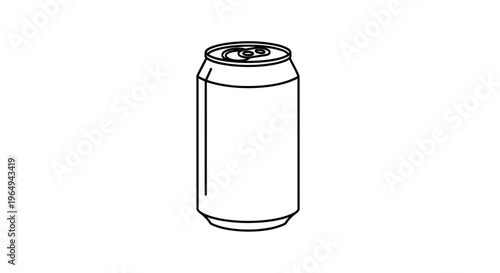 Minimalist outline of a soda can, isolated on a white background.