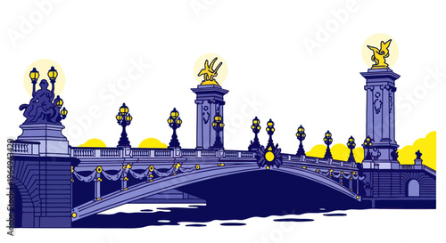 Parisian Bridge Illustration - Pont Alexandre III