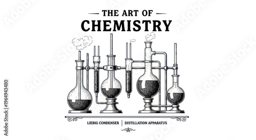 Vintage Chemistry Lab Equipment: Distillation Apparatus and Liebig Condenser