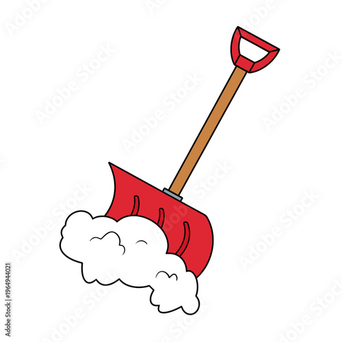 Red snow shovel winter clip art
