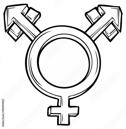 Transgender symbol graphic illustration in outline style