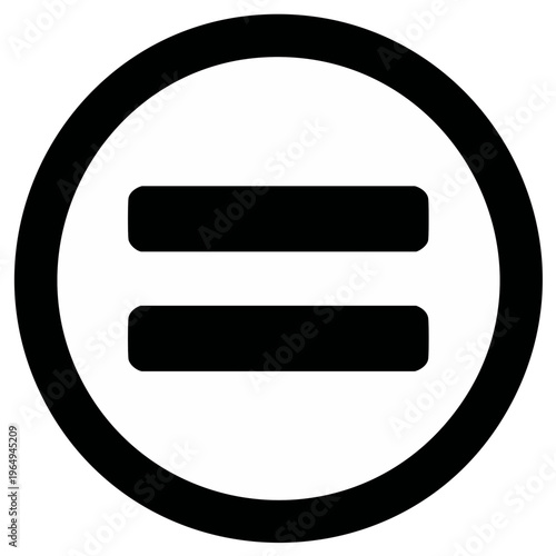 Equality Sign Encapsulated Circle Black Graphic Symbol Equal Sign Representation Icon