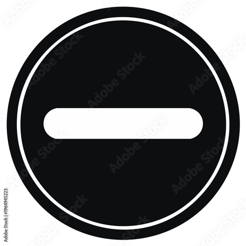 Black circular prohibition sign with a white horizontal bar