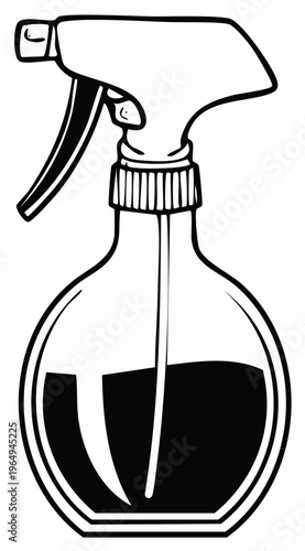 Black and white illustration of a spray bottle
