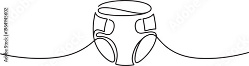 One Continuous Line Drawing of Diaper Icon. Single Line Vector Illustration, continuous line drawing. One line draw graphic design vector