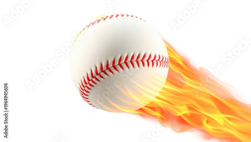 Baseball with fire trail isolated on PNG background fast motion sports concept