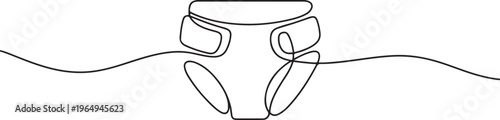 One Continuous Line Drawing of Diaper Icon. Single Line Vector Illustration, continuous line drawing. One line draw graphic design vector