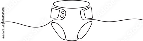 One Continuous Line Drawing of Diaper Icon. Single Line Vector Illustration, continuous line drawing. One line draw graphic design vector