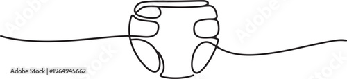 One Continuous Line Drawing of Diaper Icon. Single Line Vector Illustration, continuous line drawing. One line draw graphic design vector