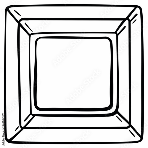 Square frame in hand-drawn vector style with uneven outline for photo or text