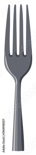 Clean grey dining fork kitchen cutlery utensil with four tines